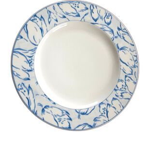Porcelaine de Limoges blue white contemporary floral dinner plate 10 1/4"